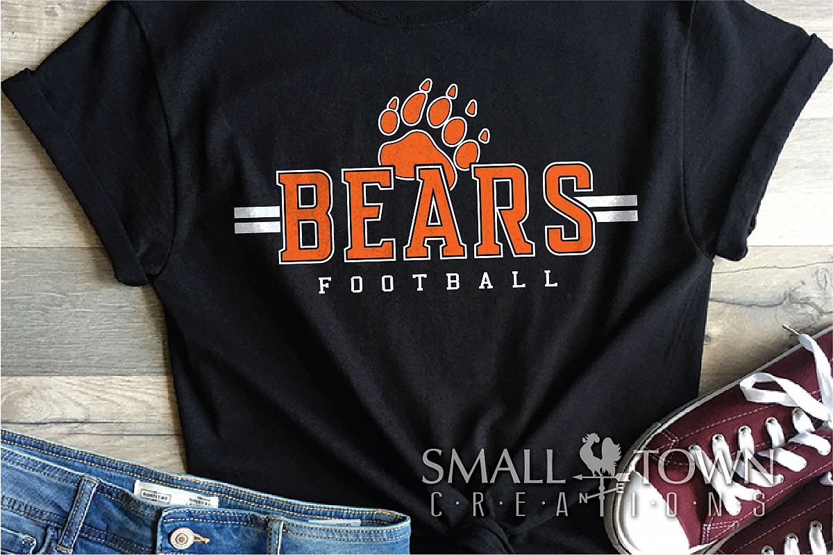 Bear Football, Bear Mascot, Paw, Team, PRINT, CUT & DESIGN example image 1
