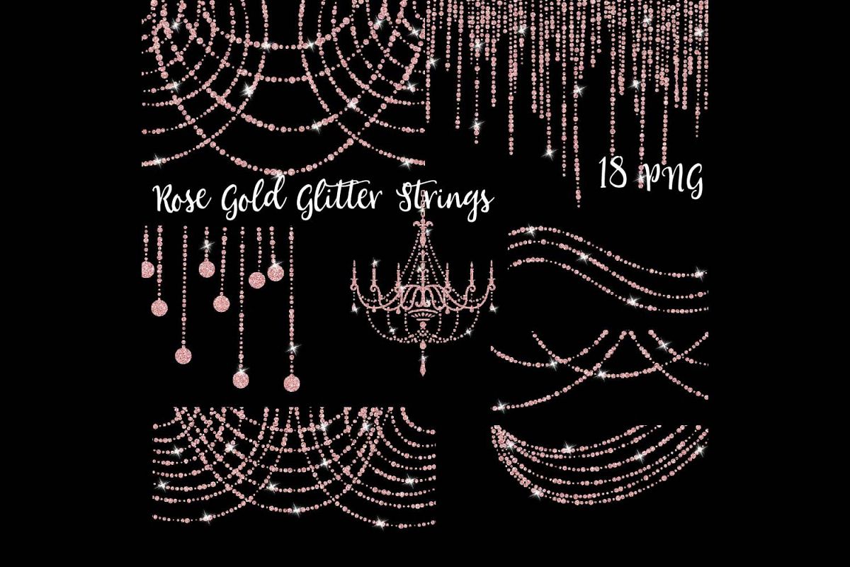 Rose Gold Glitter String Lights Clipart example image 1