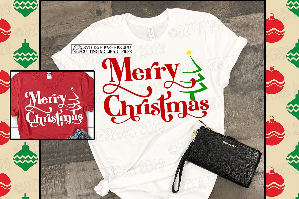 Merry Christmas with Tree Cutting File example image 1