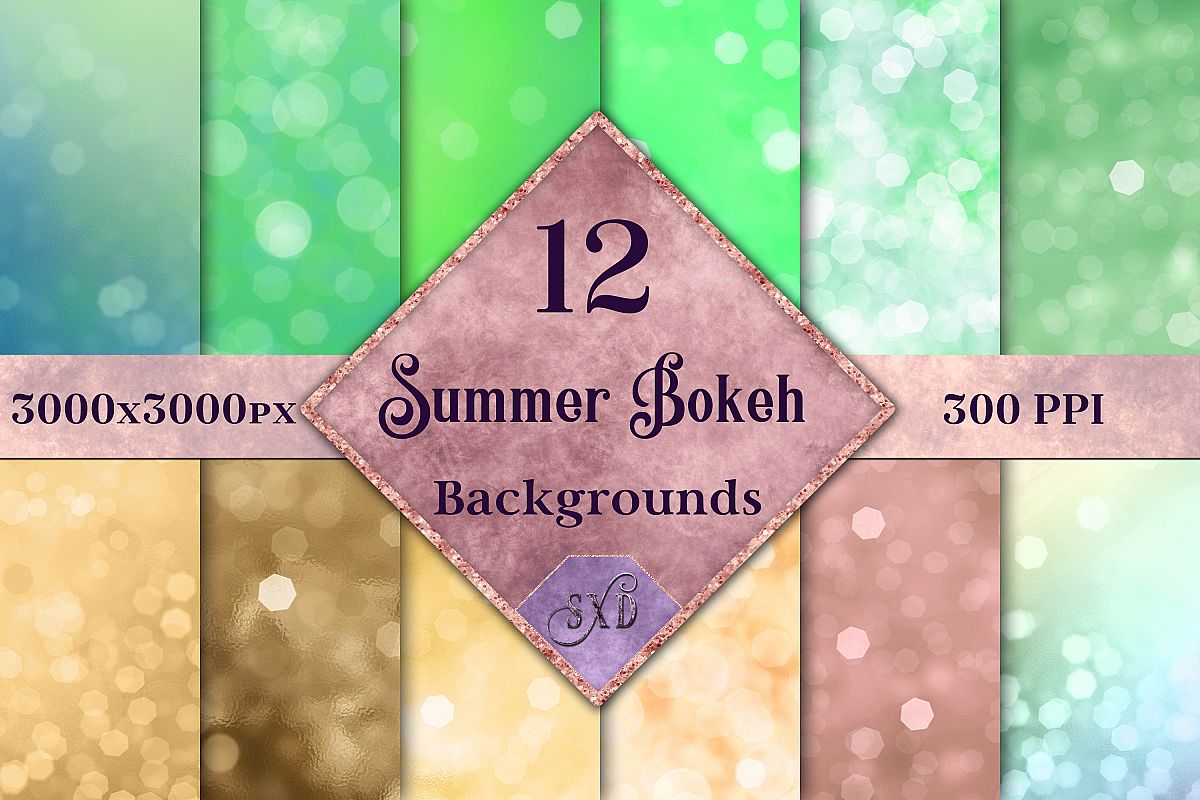 Summer Bokeh Backgrounds - 12 Image Textures Set example image 1