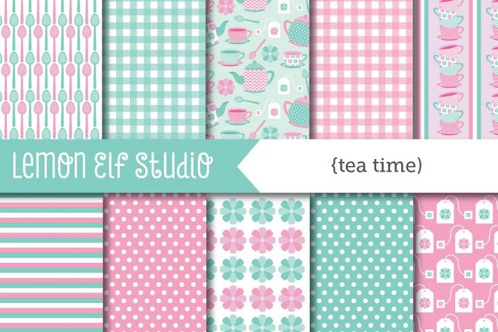 Tea Time-Digital Paper (LES.DP08) example image 1