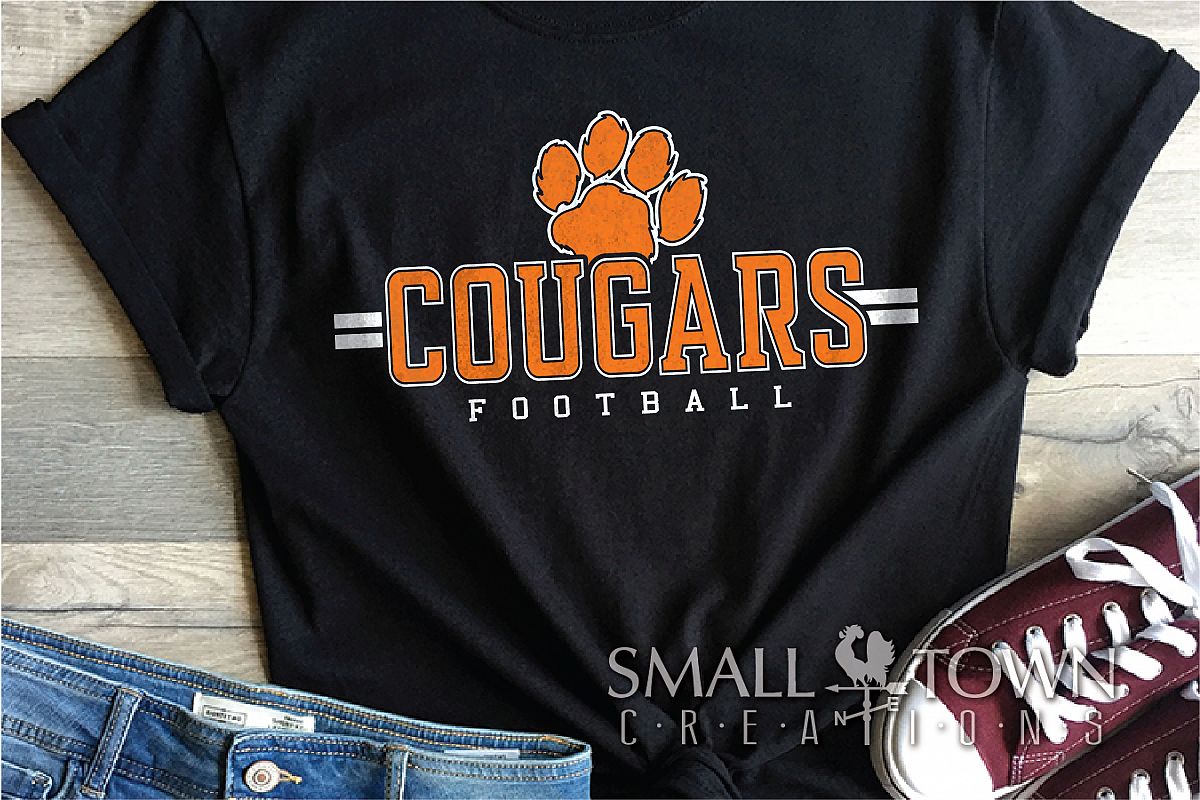 Cougar Football, Paw Print, Team, logo, PRINT, CUT & DESIGN example image 1