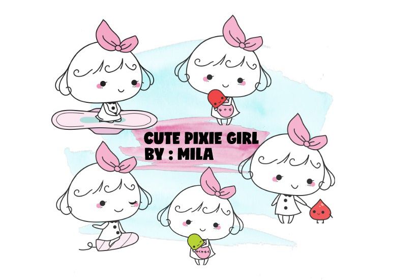 KAWAII GIRL CLIPART BUNDLE PNG example image 1