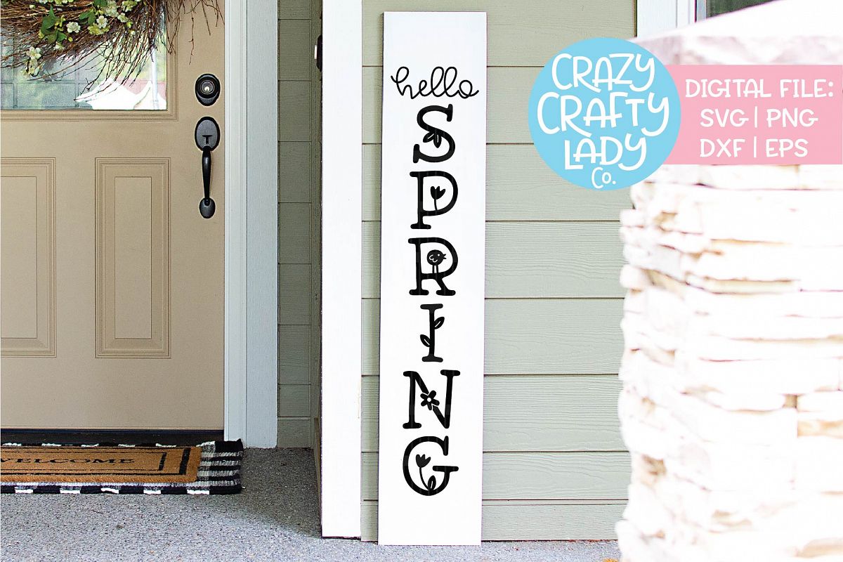 Hello Spring Porch Sign SVG DXF EPS PNG Cut File example image 1