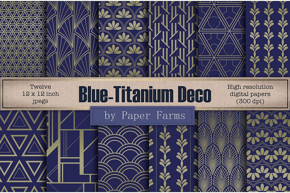 Blue titanium Art Deco backgrounds example image 1