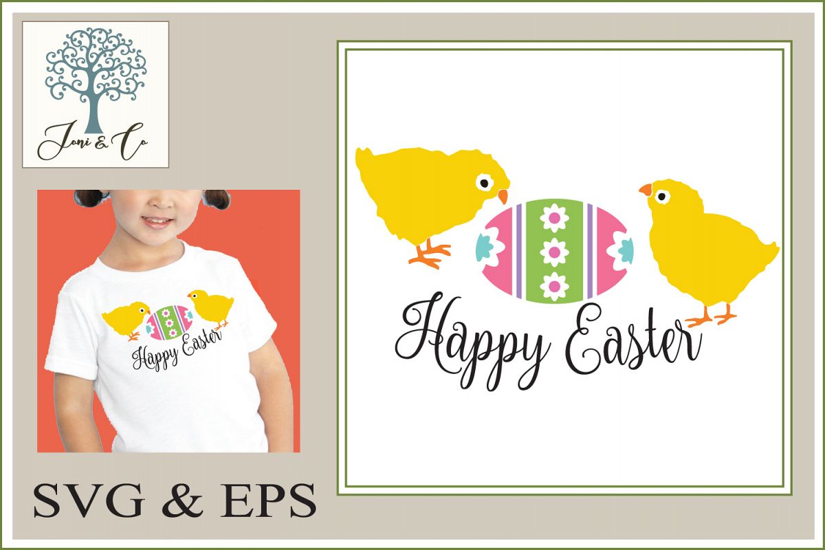 Chicks with Easter Egg Happy Easter example image 1