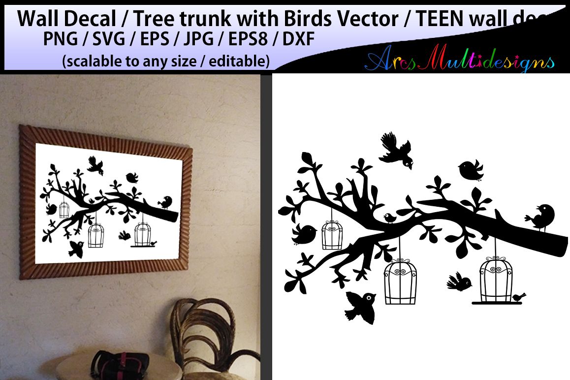 Teen Girl Bedroom Wall Decal Wall Decal Silhouette Birds Svg Silhouette Tree With Bird