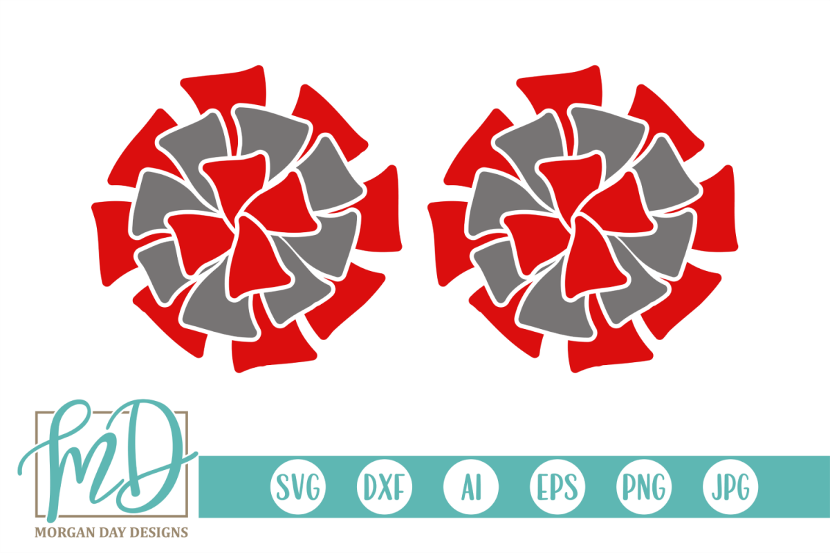 Cheer - Pom Poms - Cheerleader SVG, DXF, AI, EPS, PNG, JPEG example image 1