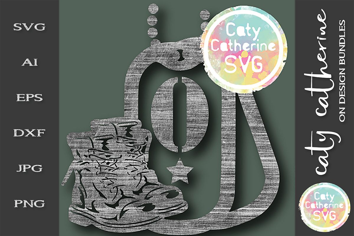 Number 0 Military Dog Tags And Boots Monogram SVG Cut File example image 1
