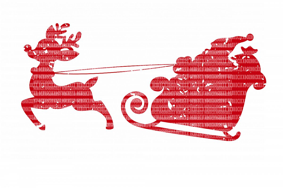 Distressed Santa and Sleigh SVG Files Cut Files Heat Transfer Vinyl Scrapbooking Stencil EPS DXF Silhouette Cameo Cricut Commercial Use example image 1