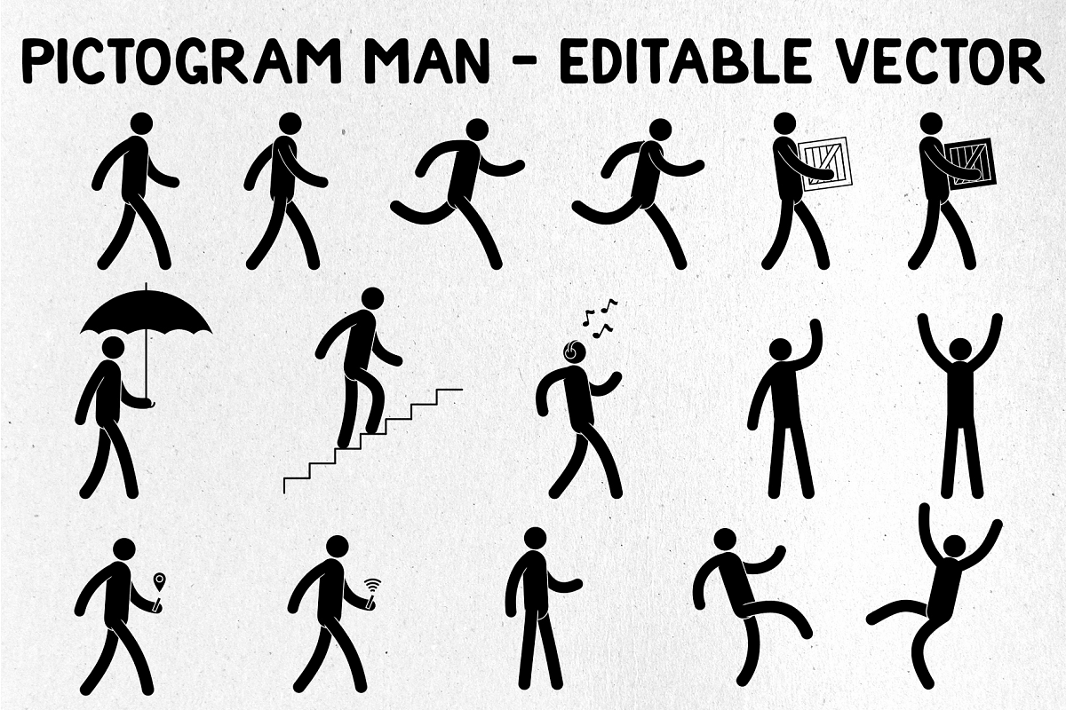 Pictogram Man Editable Poses example image 1