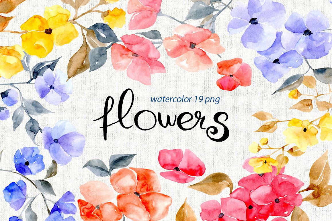 Watercolor colorful flower branches example image 1