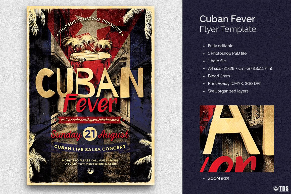 Cuban Fever Flyer Template example image 1