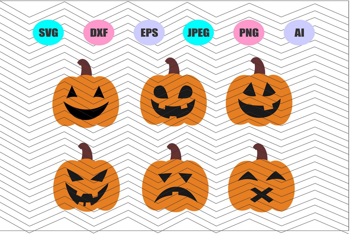 Pumpkin Faces Svg Vector File Silhouette Cricut Design Vinyl example image 1