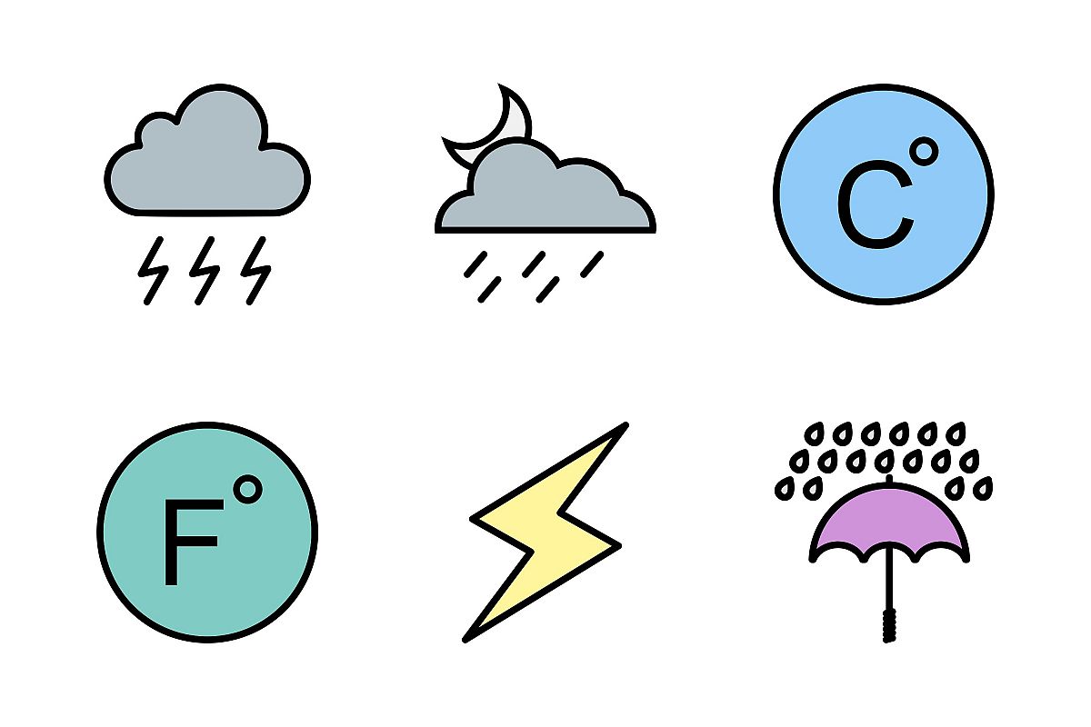 Set Of Weather And Season Icons example image 1