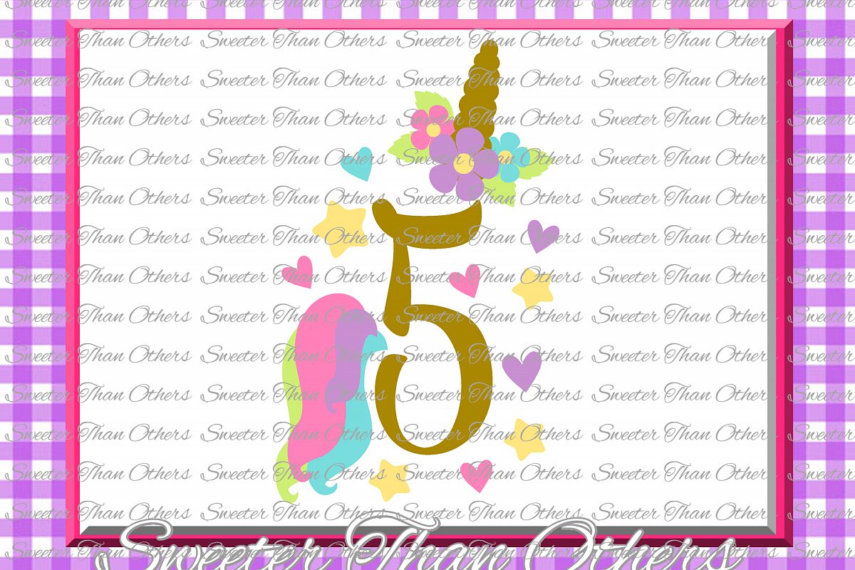 Fifth Birthday SVG, 5th Birthday Unicorn svg example image 1
