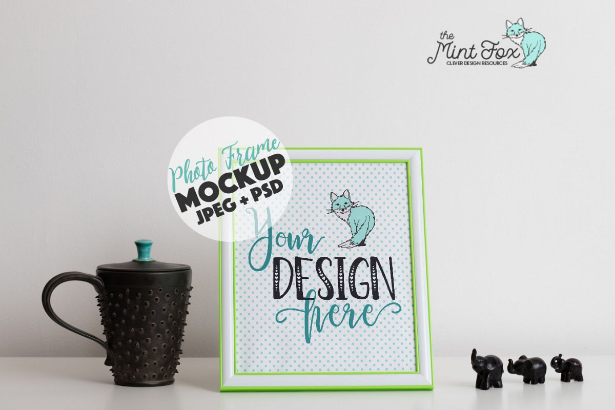 Frame Mockup with Elephants | JPG & PSD Mock Up example image 1