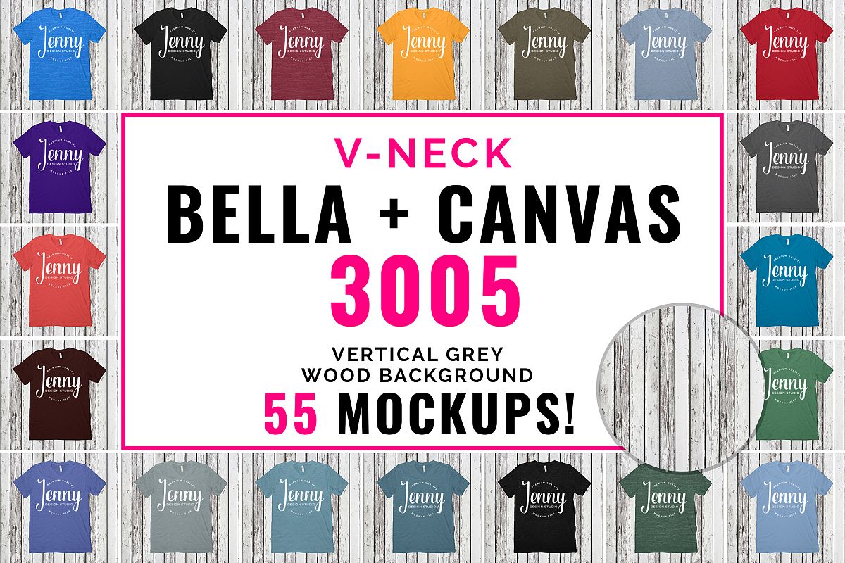 Bella Canvas 3005 Mockup Bundle, V-Neck Tshirt Bundle example image 1