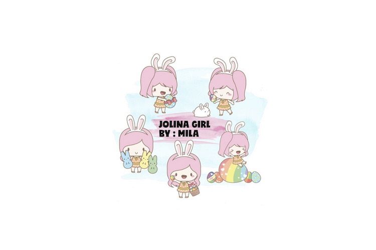 KAWAII GIRL JOLINA EASTER CLIPART BUNDLE PNG example image 1