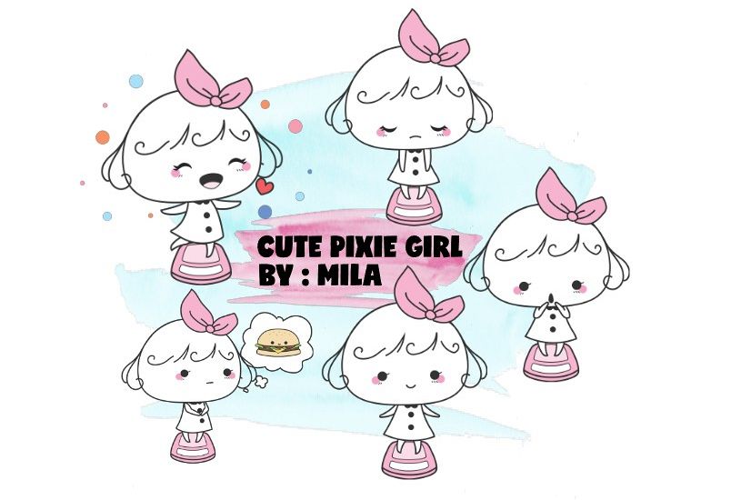 KAWAII GIRL CLIPART BUNDLE PNG example image 1