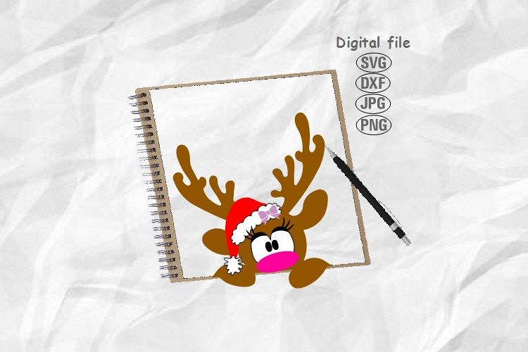 Reindeer Svg, Christmas Reindeer Svg, Doe Svg, Deer Face Svg example image 1