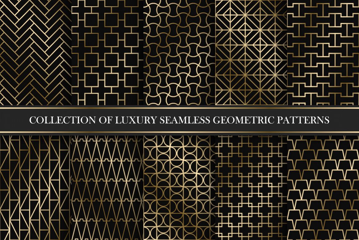 Golden seamless geometric patterns example image 1