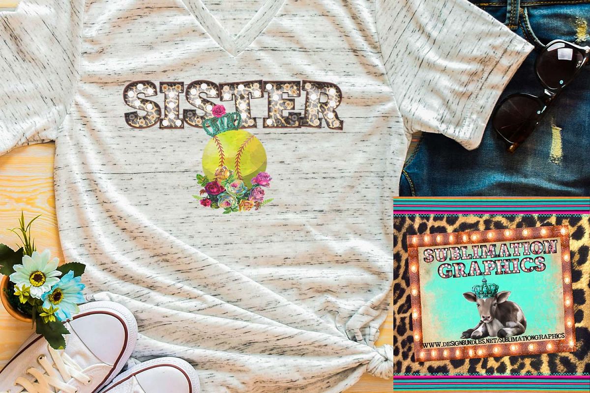 Softball Sister Marquee Sublimation Download example image 1