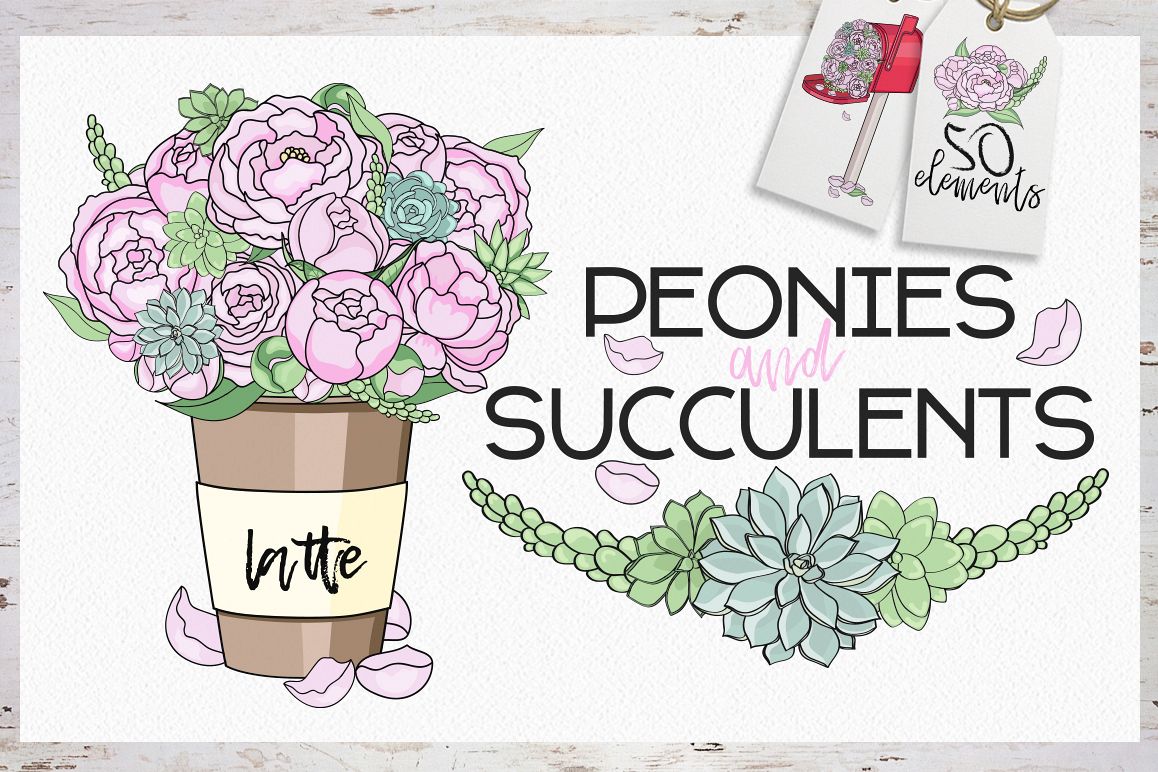 Peonies and Succulents example image 1