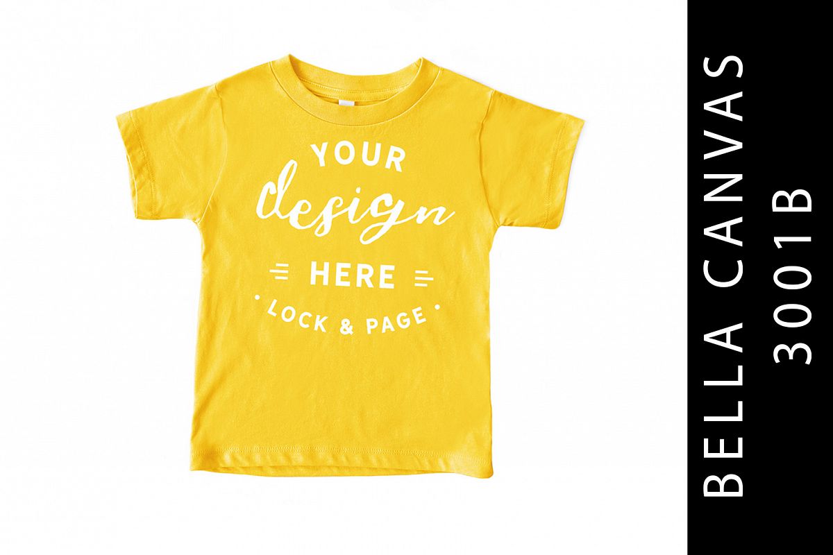 Yellow Kids Bella Canvas 3001B T-Shirt Mockup Toddler example image 1