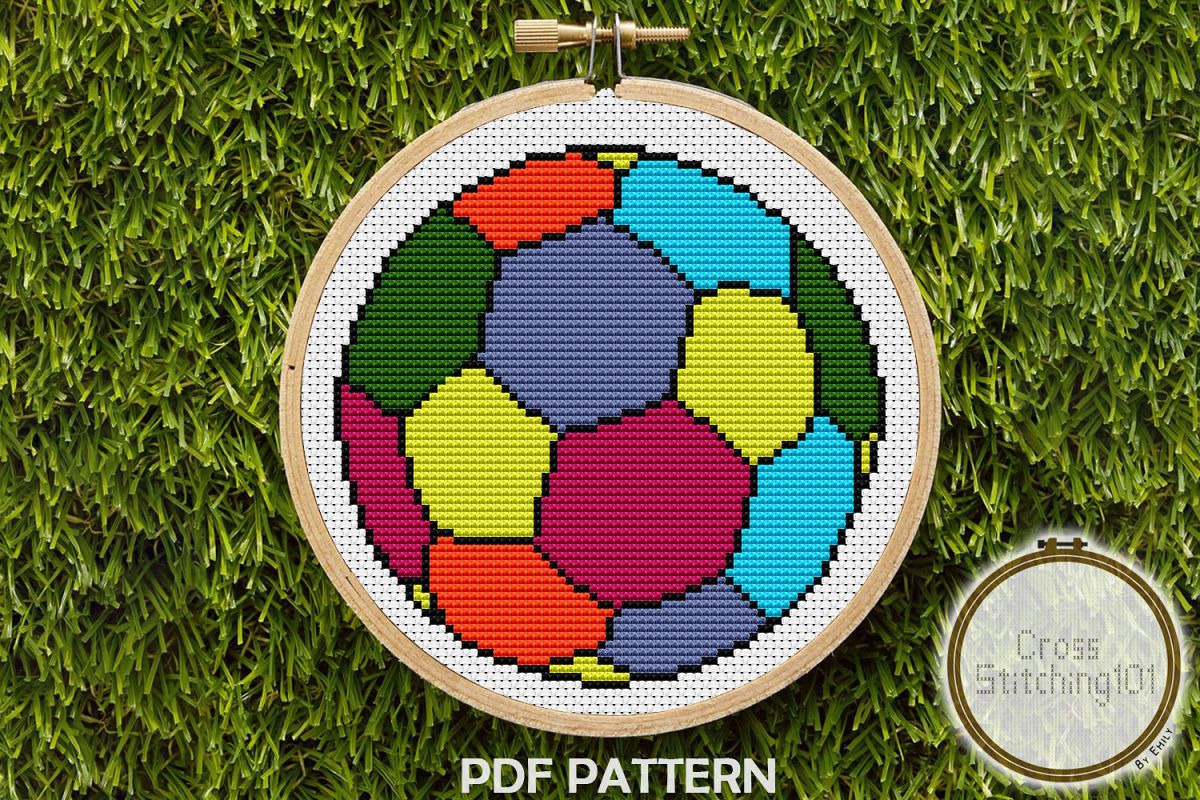 Football Design Cross Stitch Pattern- Instant Download PDF example image 1