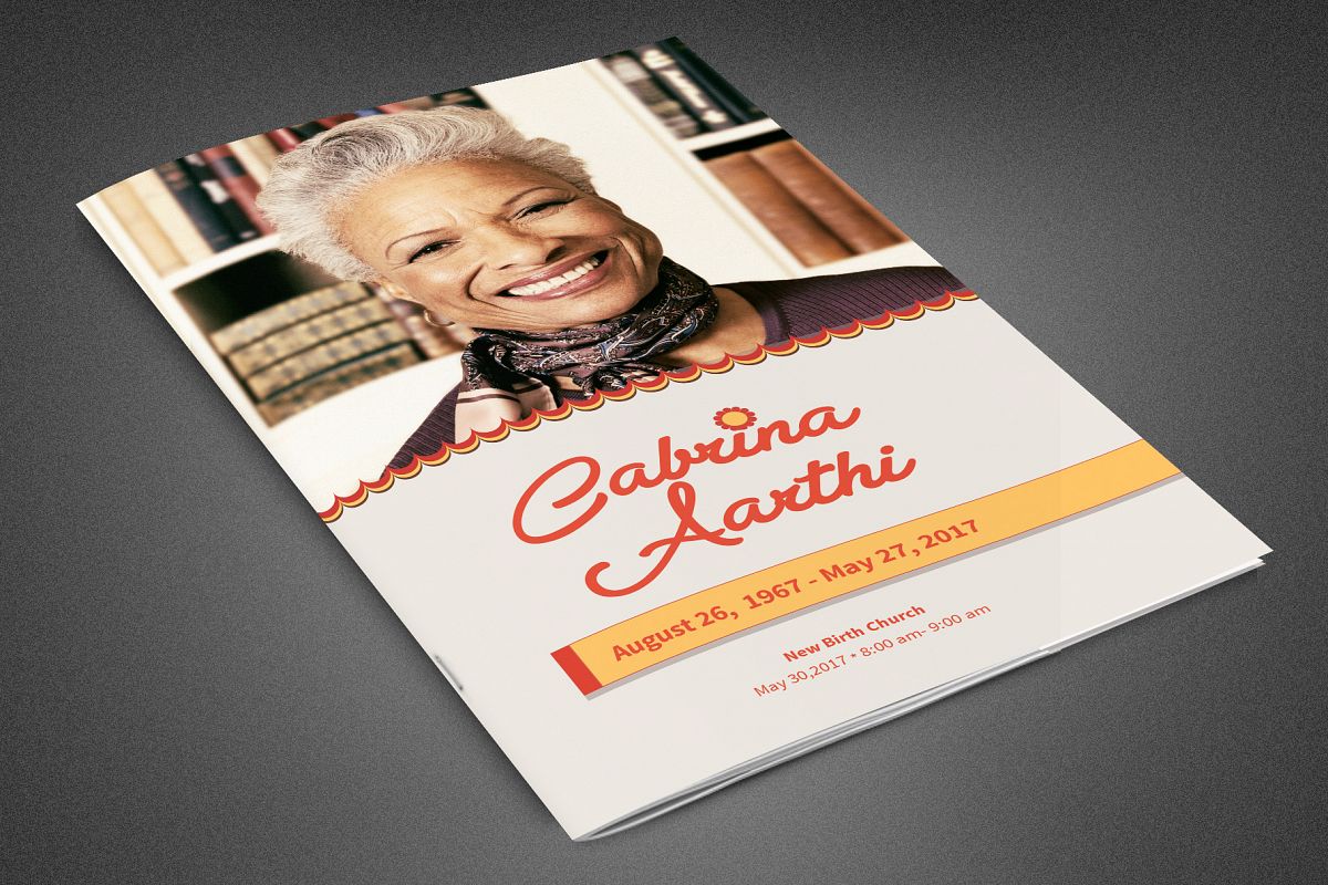 Delicate Funeral Program Template example image 1