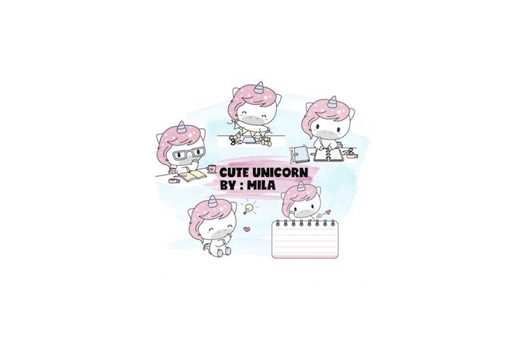 KAWAII UNICORN CLIPART BUNDLE PNG example image 1