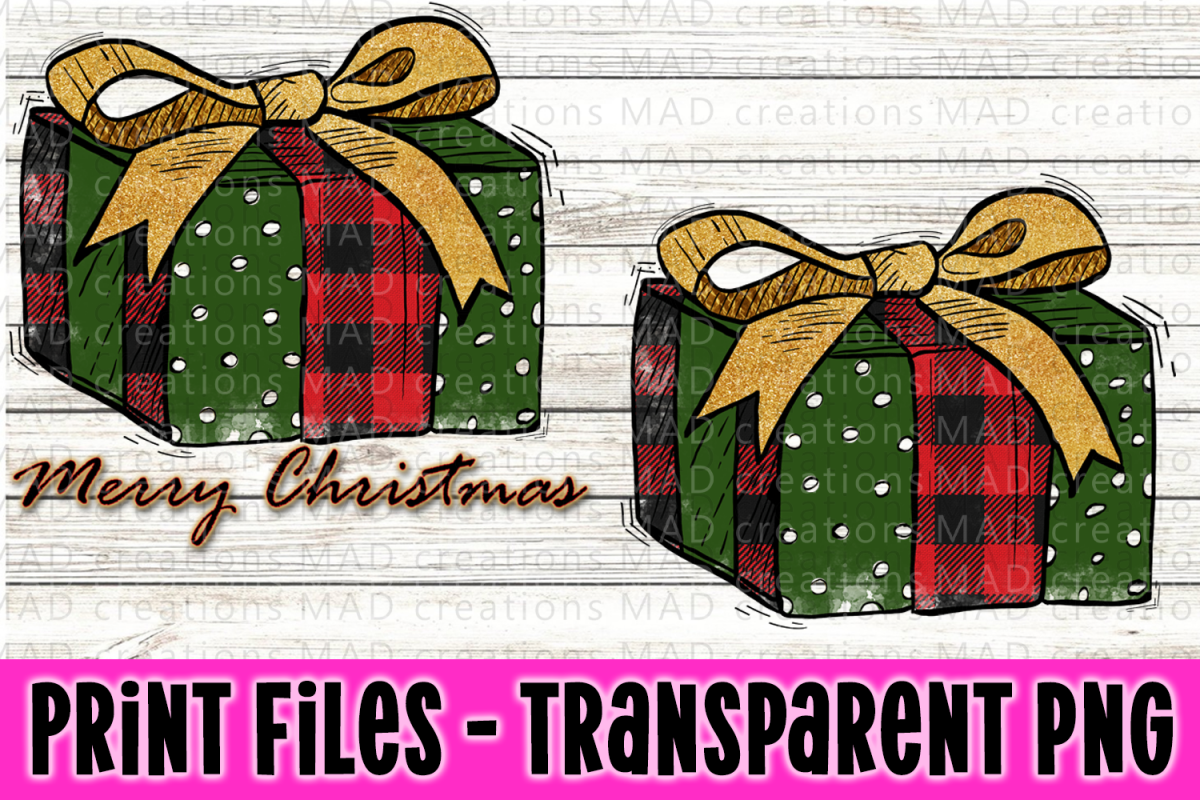 Christmas Present - Buffalo Plaid and Green - Print File example image 1