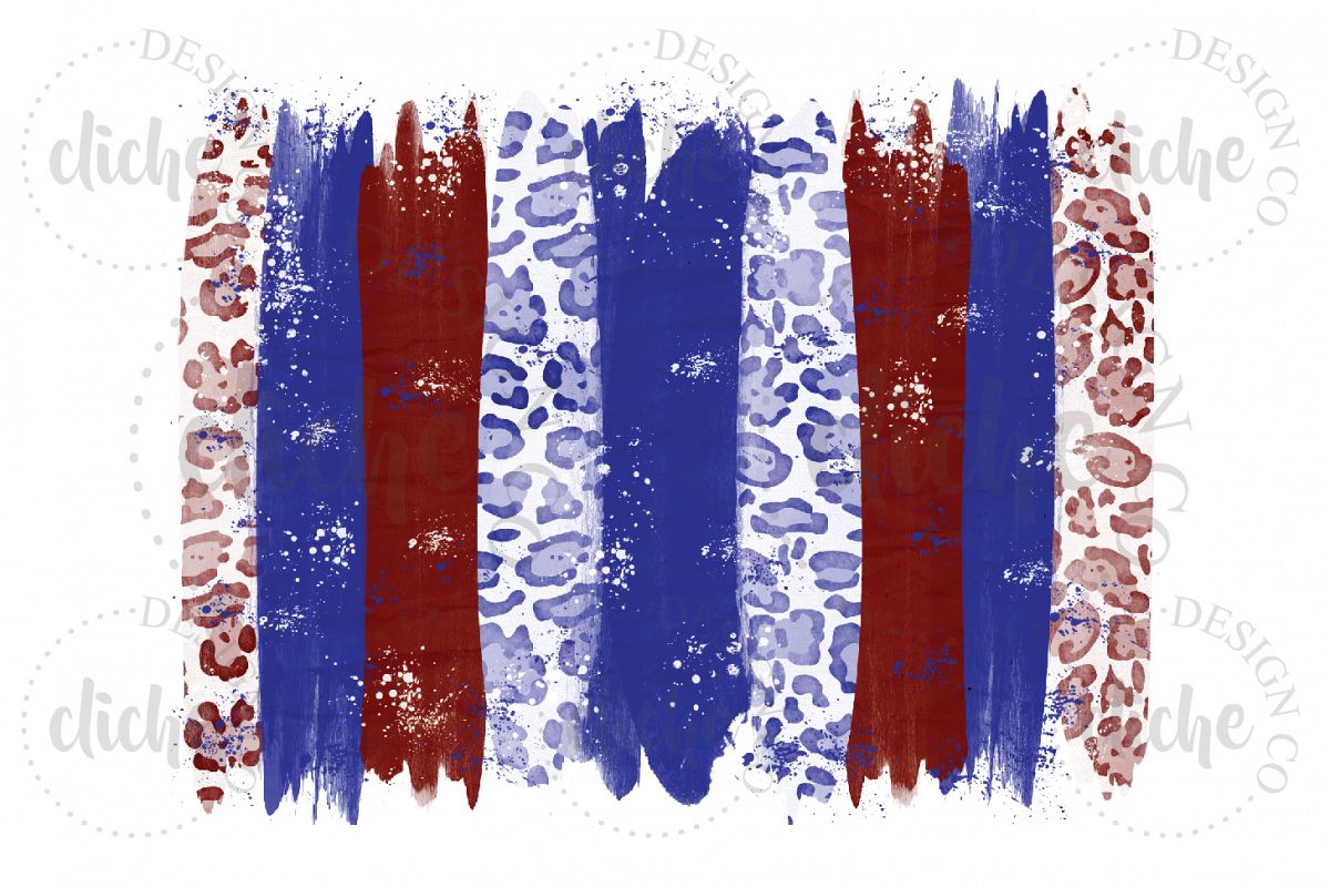 Blue Red Paint Stroke Sublimation Design Background example image 1