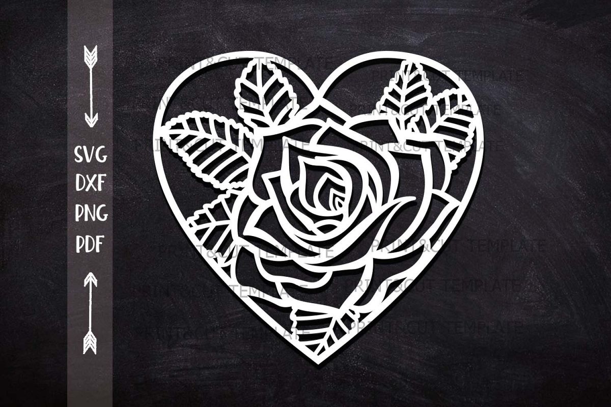 Download Heart Rose Floral cutting Wedding paper cut svg laser cut
