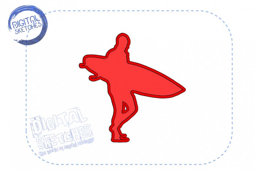 Surfer Surfing Sport Applique Machine Embroidery Design example image 1