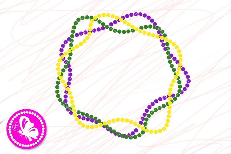 Mardi Gras monogram svg Beads Fleur de Lis clipart Frame example image 1