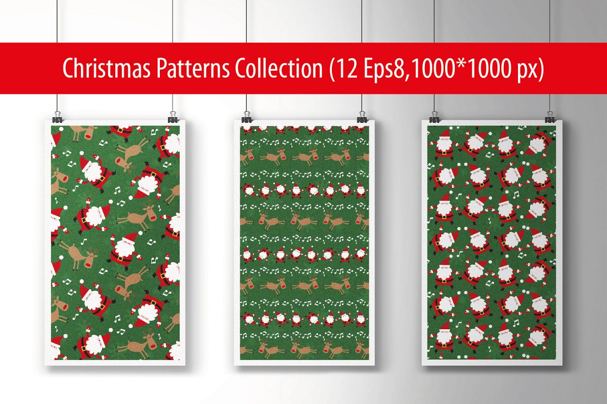 Christmas Patterns Collection. 12 of the jpeg files in resolution 4167*4167 px and 12 files eps8. example image 1