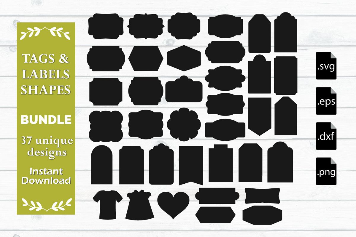 Tags, Labels and Shapes Bundle - SVG, EPS, DXF, PNG (100837) | SVGs ...