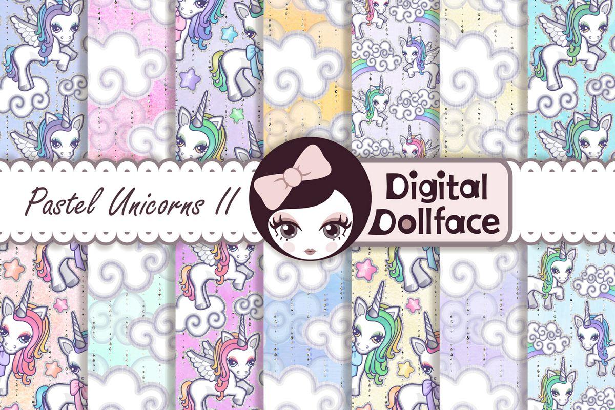 Unicorns and Rainbows Digital Paper example image 1