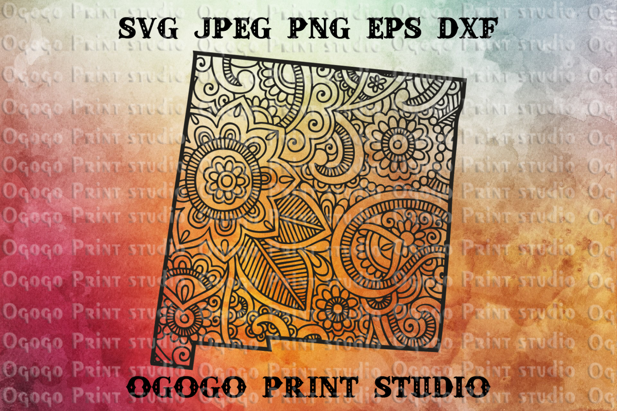 New Mexico SVG, Zentangle SVG, Travel svg, Mandala svg example image 1