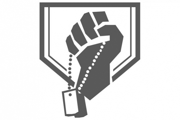 Soldier Hand Clutching Dogtag Crest Retro example image 1