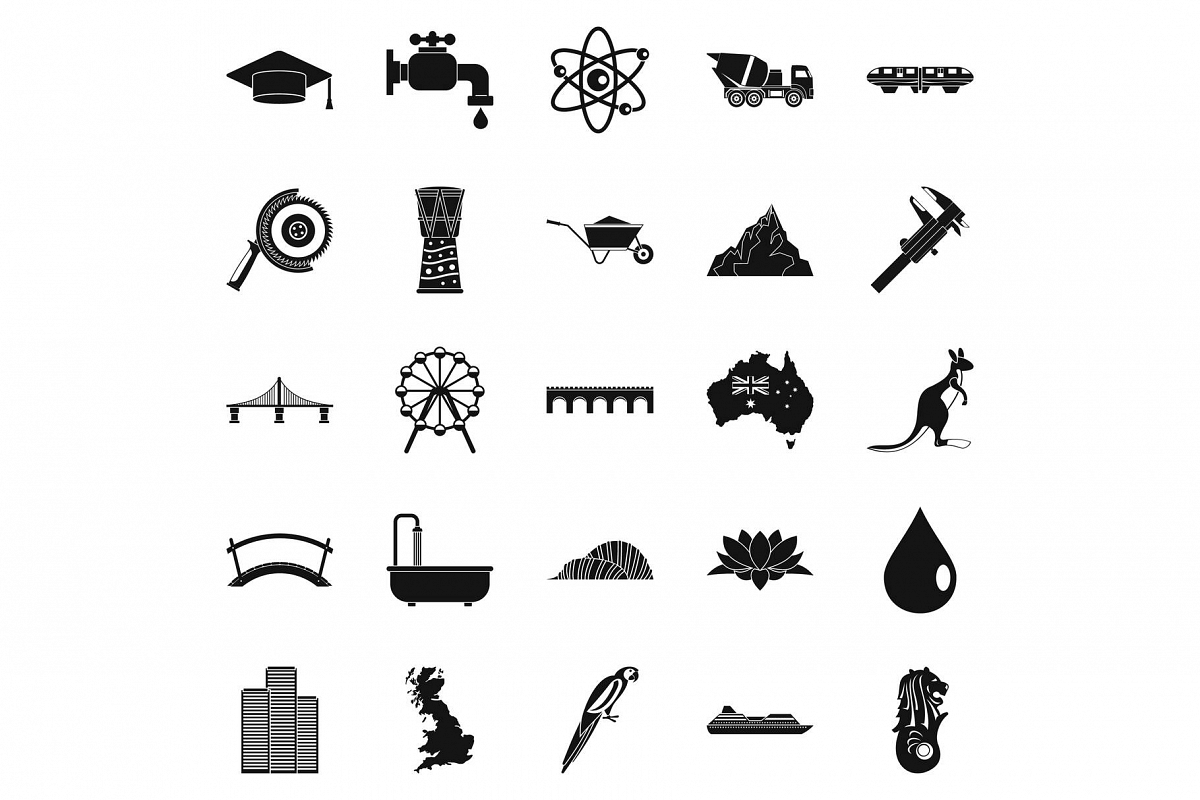 Crossing icons set, simple style example image 1