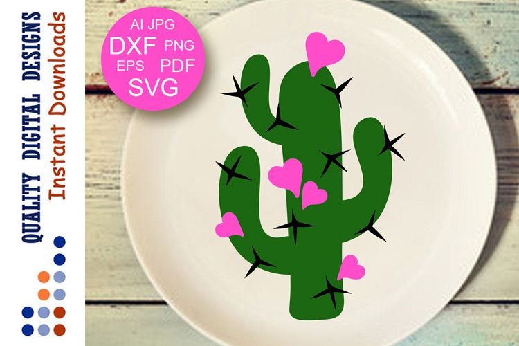 Cactus and Hearts clipart Valentines day example image 1