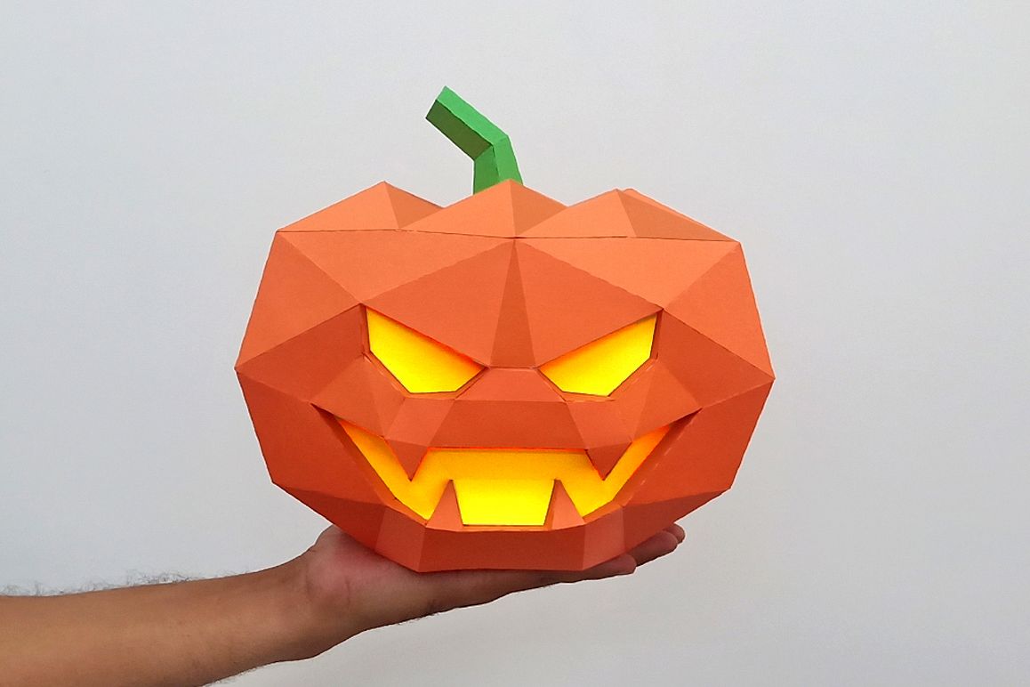 DIY Halloween Pumpkin lamp - 3d papercraft example image 1