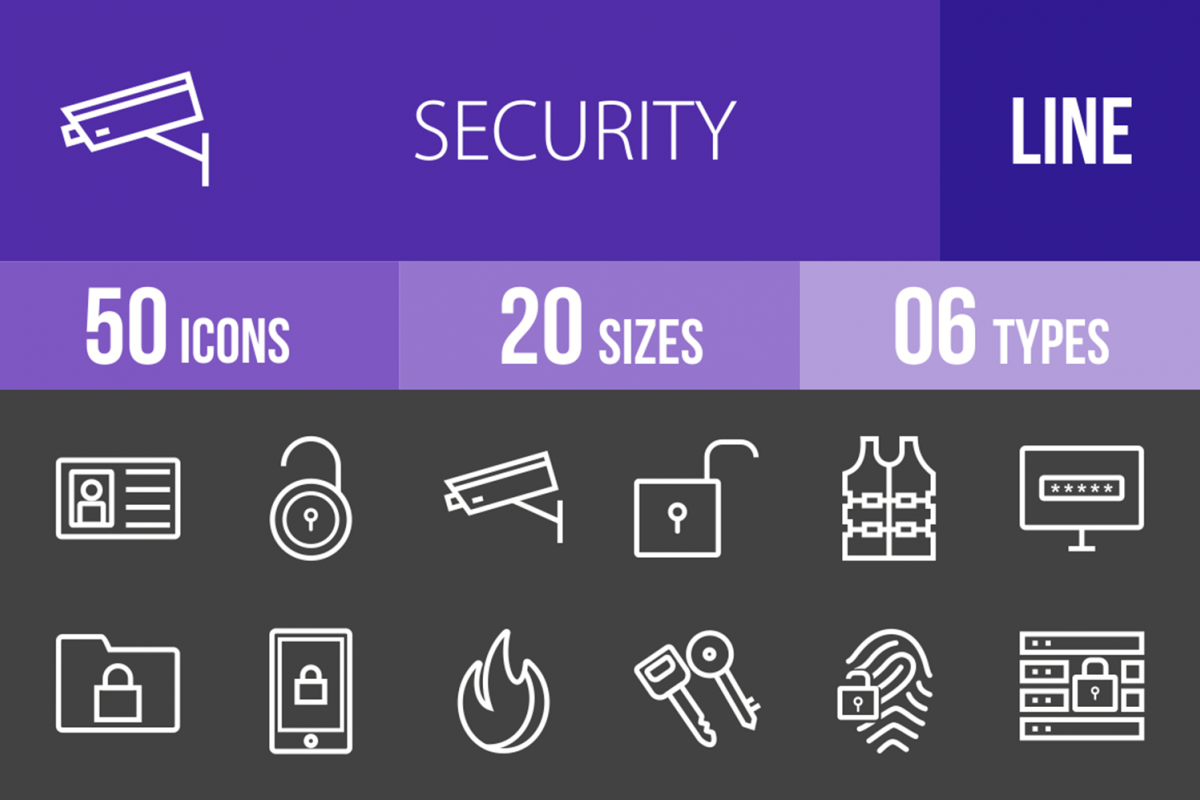 50 Security Line Inverted Icons example image 1