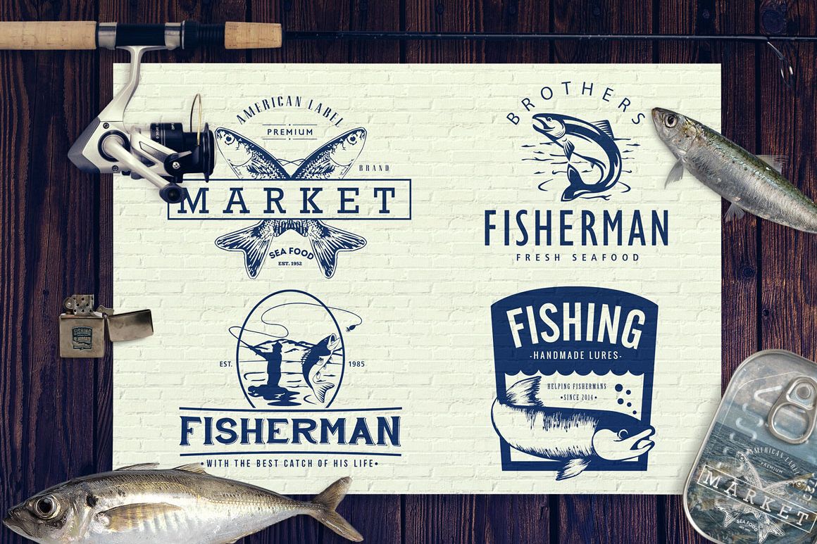 Fishing Vintage Badges Logos / Fish Logo / Vintage Fish Logo example image 1