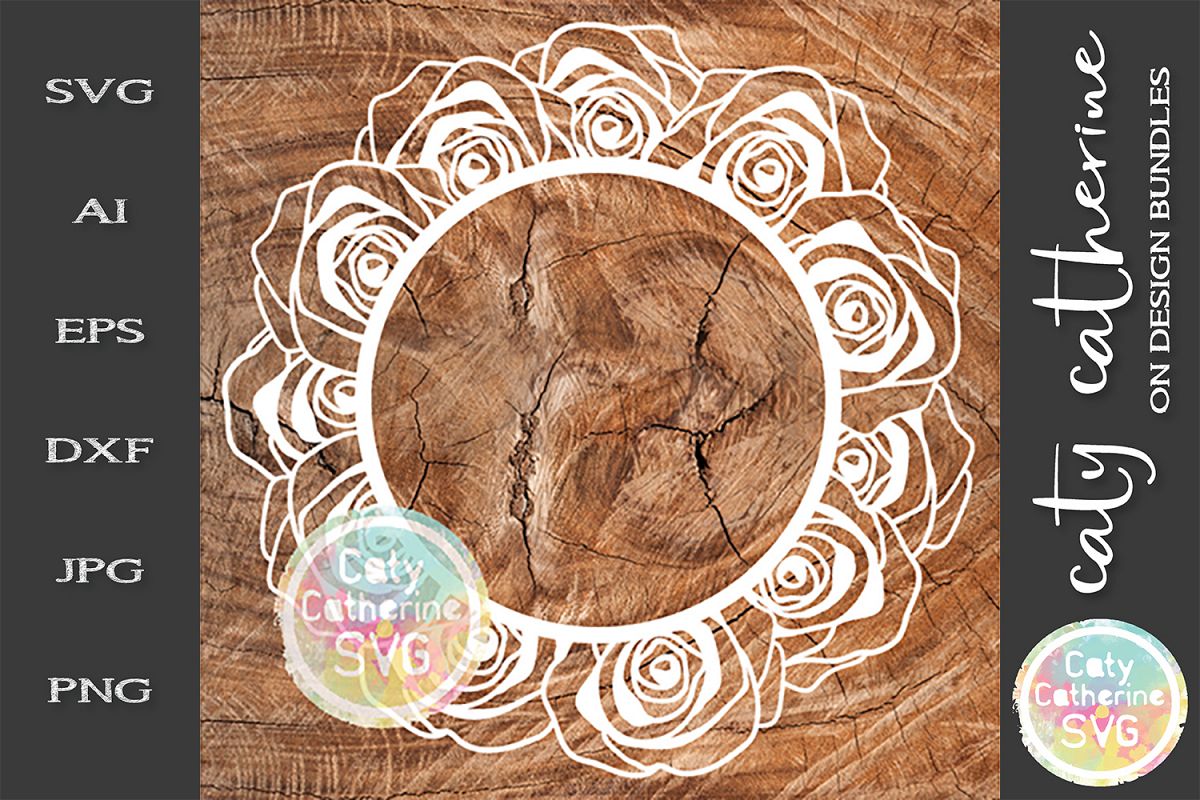 Rose Monogram Frame SVG Cut File example image 1