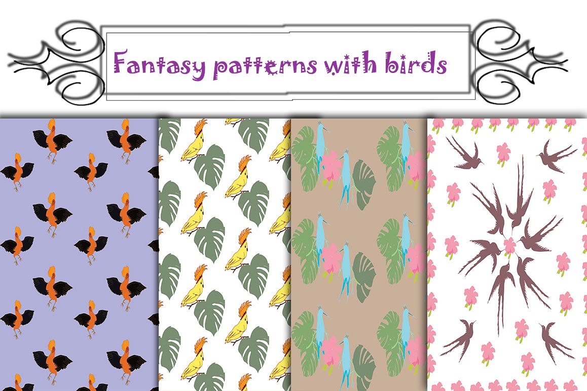 Fantasy Patterns with Birds example image 1