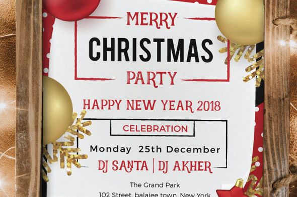 Merry Christmas and New Year Party Flyer example image 1